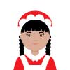 Girl - Medium Skin, Black Hair Santa Outfit