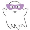 Ghost W/ Rectangle Purple Glasses