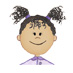 Toddler Girl - Medium Skin, Curly BK Hair Pigtails