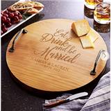 eat drink and be married wood barrel tray