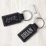 name & monogram leatherette keychain